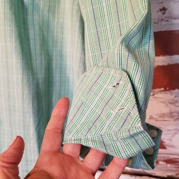 Tailorbyrd Plaid Green Purple Shirt Large - Picture 5 of 7